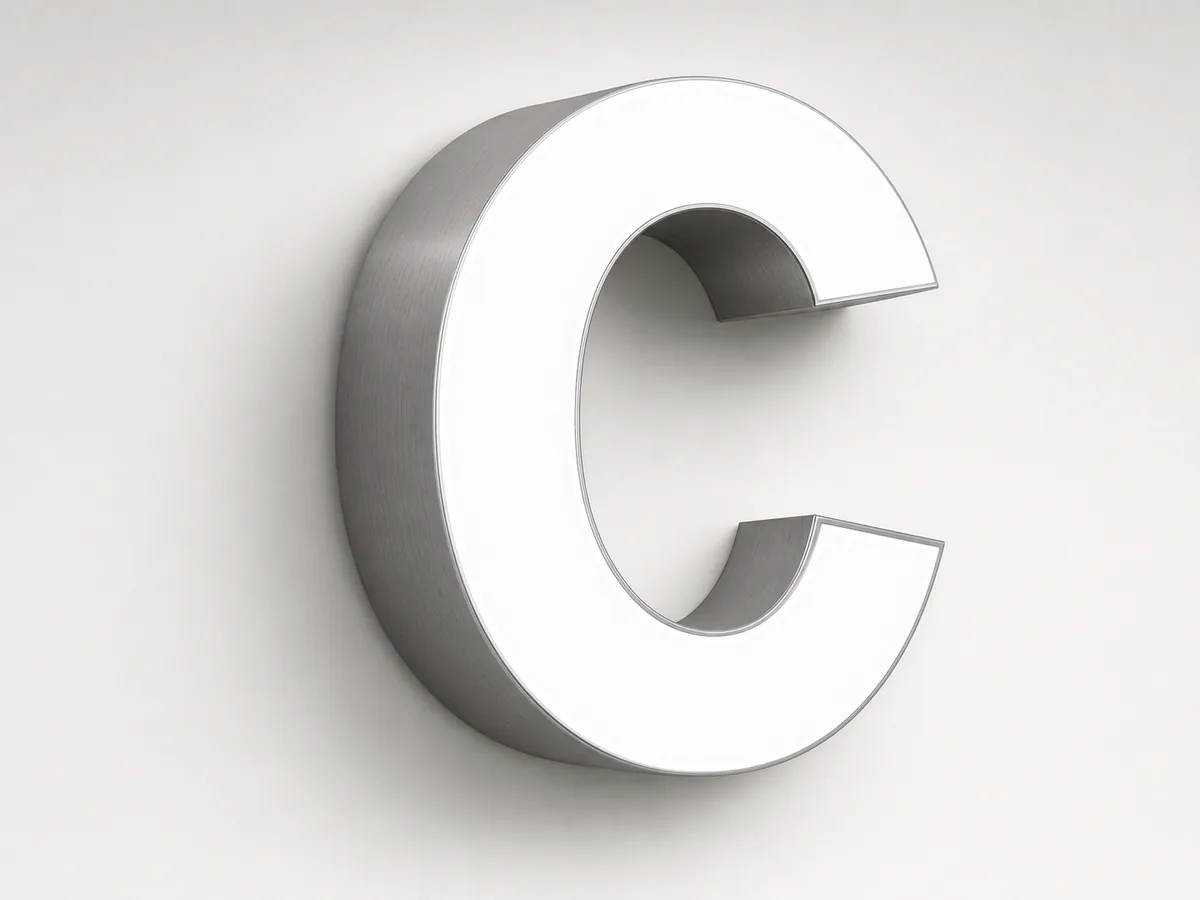 Trimless channel letter with a clean white acrylic face and no visible plastic trim cap.